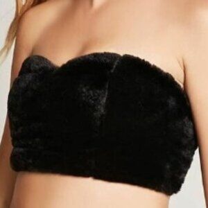NWOT - Black Fur Tube Top